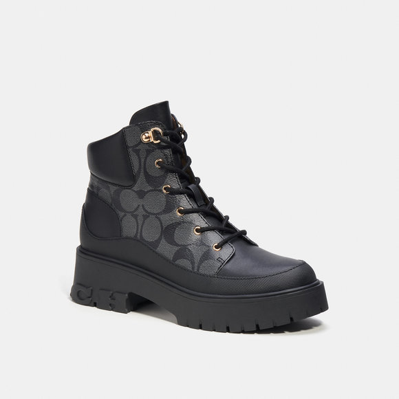 NWT Coach Outlet Royce Bootie In Signature Canvas - Picture 1 of 6
